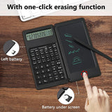 2 in 1 Foldable Scientific Calculators 10 Digits LCD Display with 6 Inch Writing Tablet Support Stylus Pen Erase Button Lock