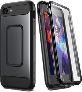 Iphone SE Case & Iphone 8/7 Case, Full Body Rugged with Built-In Screen Protector Heavy Duty Protection Slim Fit Shockproof Cover for Iphone SE & Iphone 8/7 (4.7 Inch) - Black