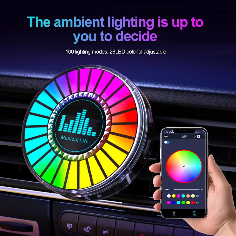 26 Colorfor Led Car Atmosphere Light 100 Lighting Mode Sound Control Music Rhythm Lights Air Freshener for Car Creative Decora