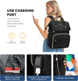 Laptop Backpack Women Teacher Backpack Nurse Bags, 15.6 Inch Womens Work Backpack Purse Waterproof Anti-Theft Travel Back Pack with USB Charging Port (Black)