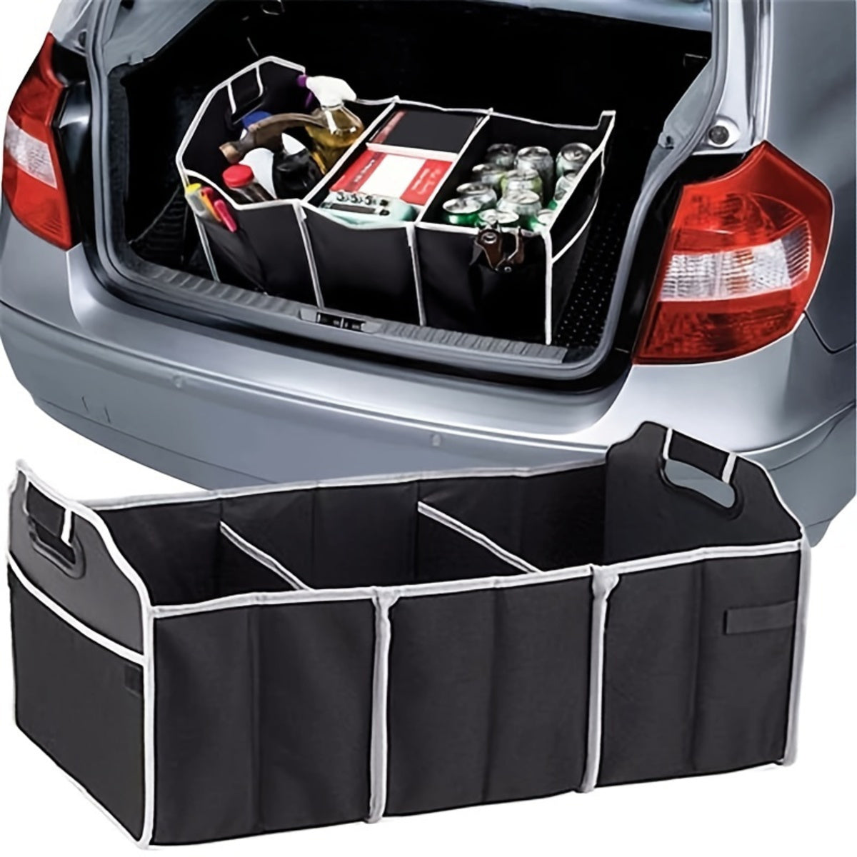 Car Multi-Pocket Trunk Organizer Large Capacity Folding Storage Bag Trunk Stowing And Tidying Trunk Organizer Car Accessories