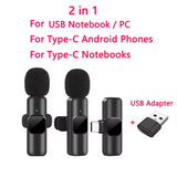 New Wireless Lavalier Microphone Portable Audio Video Recording Mini Mic for Iphone Android Live Broadcast Gaming Phone Mic