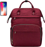 Laptop Backpack for Women 17 Inch Laptop Bag Fashion Backpack Purse Work Backpack Tote Computer Bag with Charging Port Travel Backpack, Wine Red