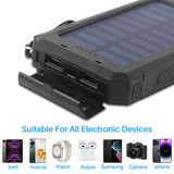 Portable Solar Charger for Iphone and Android 20000Mah Power Bank with Dual 5V USB Ports for Outdoor Camping Hiking