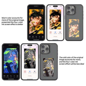 New-Tech NFC Function Phone Case for 15 14 13 Pro Max DIY Cases E Ink Screen Phone Cover Cartoon Girl Fundas Battery Free