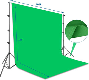 Photo Video Studio 8.5 X 10Ft Green Screen Backdrop Stand Kit, Photography Background Support System with 10 X12Ft 100% Cotton Muslin Chromakey Backdrop