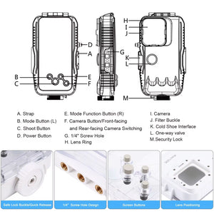 PULUZ 40M/130Ft Waterproof Diving Case for 15 14 13 12 11 Pro Max plus with One-Way Valve Underwater Video Housing Cover