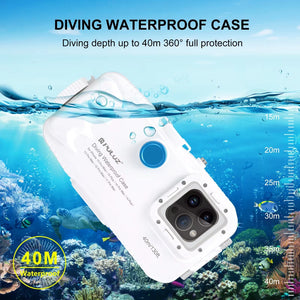 PULUZ 40M/130Ft Waterproof Diving Case for 15 14 13 12 11 Pro Max plus with One-Way Valve Underwater Video Housing Cover