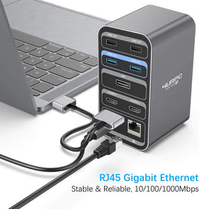 USB C Docking Station for Macbook Pro, 13 Ports Laptop Dock Dual 4K Monitor for Mac Air, Plug and Play HDMI Adapter with 4K HDMI+DP, 4 USB 3.0, USB-C, PD3.0, RJ45 Ethernet 3.5Mm Audio(Not for M1 Chip)