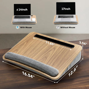 Laptop Desk with Pillow Cushion, Fits up to 15.6-Inch Laptop, with Anti-Slip Strip & Storage