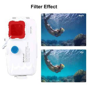 PULUZ 40M/130Ft Waterproof Diving Case for 15 14 13 12 11 Pro Max plus with One-Way Valve Underwater Video Housing Cover