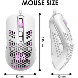 Mini Ultralight Wired Gaming Mouse,4 Kinds RGB Backlit,4 Levels Adjustable,Lightweight Honeycomb Shell Mice for PC Gamers,Xbox,Ps4(White)