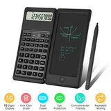 2 in 1 Foldable Scientific Calculators 10 Digits LCD Display with 6 Inch Writing Tablet Support Stylus Pen Erase Button Lock