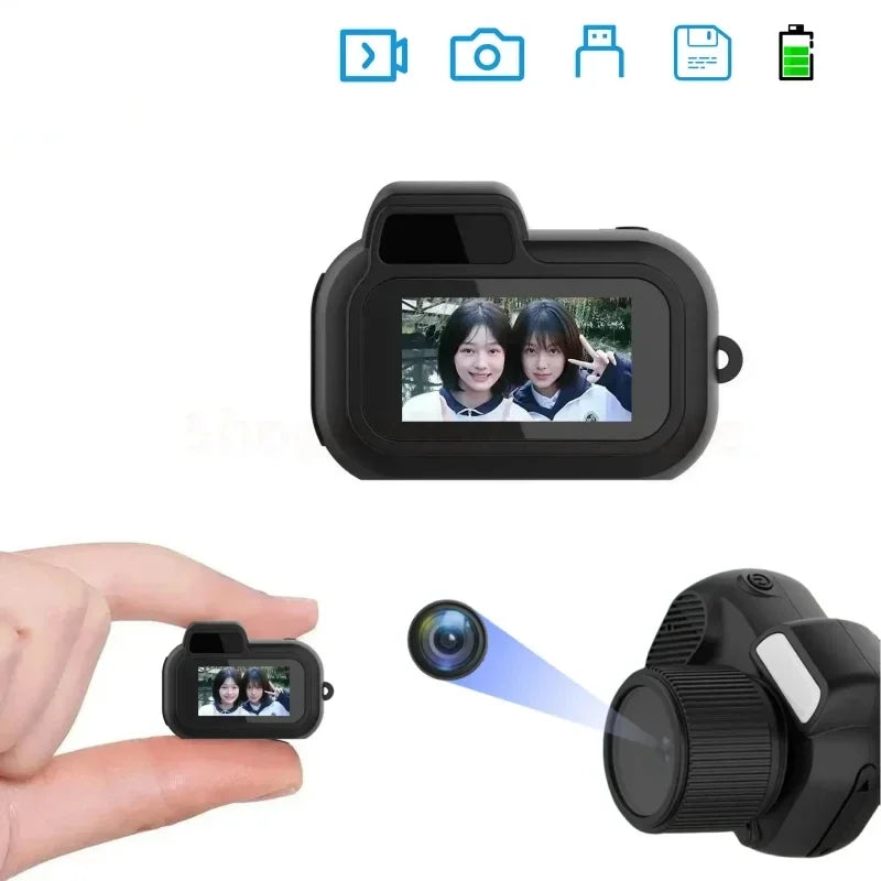 Mini Camera with Screen Indoor Home Outdoor Sport HD 1080P Portable Vintage Very Small Camcorder Video Recorder Support TF Card