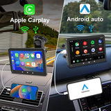 2023 Newest Portable Car Radio with Apple Carplay and Android Auto, Wireless Car Stereo 7" IPS Touchscreen with Bluetooth Hands-Free/Mirror Link/Siri Assistant, Windshield Mounted