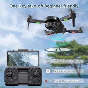 H16 Drone with Camera for Adults 4K, Foldable Drone for Beginners with Brushless Motor, Optical Flow Positioning, with 2 Batteries and Carrying Case