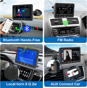 2023 Newest Portable Car Radio with Apple Carplay and Android Auto, Wireless Car Stereo 7" IPS Touchscreen with Bluetooth Hands-Free/Mirror Link/Siri Assistant, Windshield Mounted