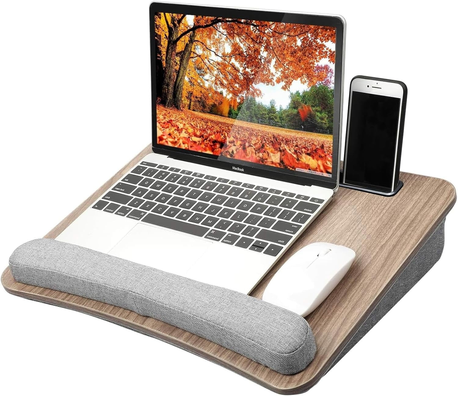 Laptop Desk with Pillow Cushion, Fits up to 15.6-Inch Laptop, with Anti-Slip Strip & Storage